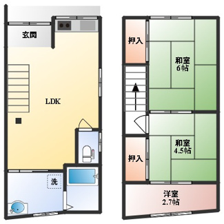 【間取り】 | 箕面市西小路4丁目テラスハウス