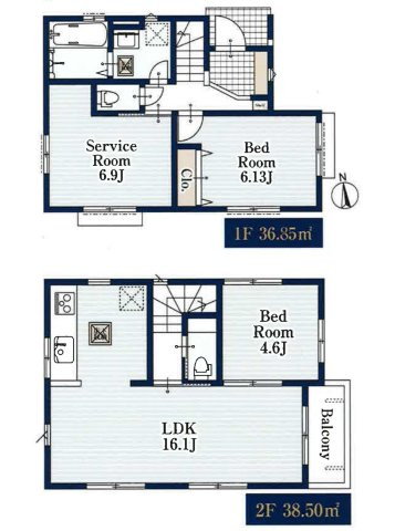 【横浜市南区中里4丁目12-28全2棟新築戸建て】★仲介手数料無料★（別所小学校・南が丘中学校）の間取り