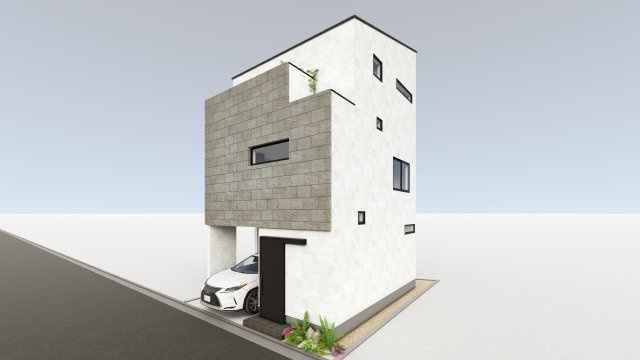 【外観パース】 | 【限定1区画】　誰もが羨むアドレス「広尾1丁目」　売土地 | 【車庫付き】参考プランの完成予想パースです。