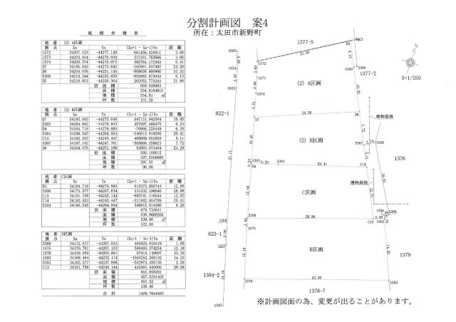 太田市新野町　売地　4区画の土地図