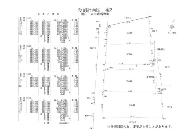太田市新野町　売地　4区画の土地図