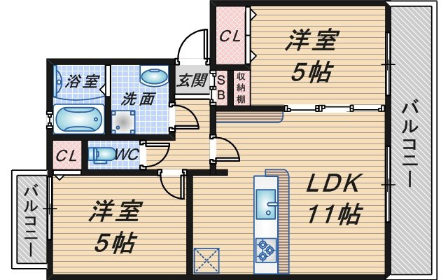 シャトー東豊中の間取り