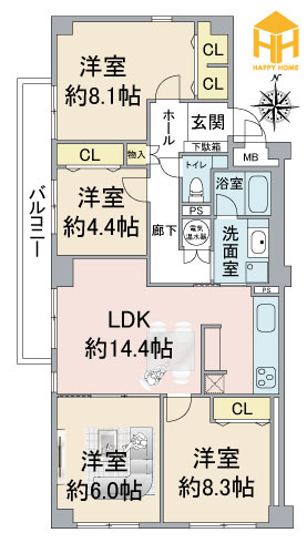 愛宕山ビューハイツの間取り|※現況と図面が異なる場合現況を優先いたします。
