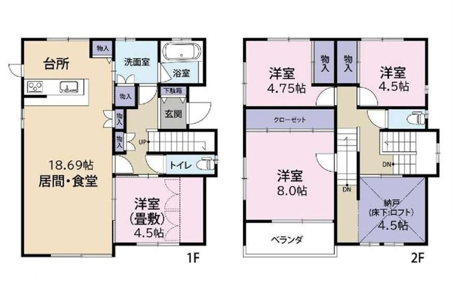 姫路市花田町小川　　　中古戸建の間取り
