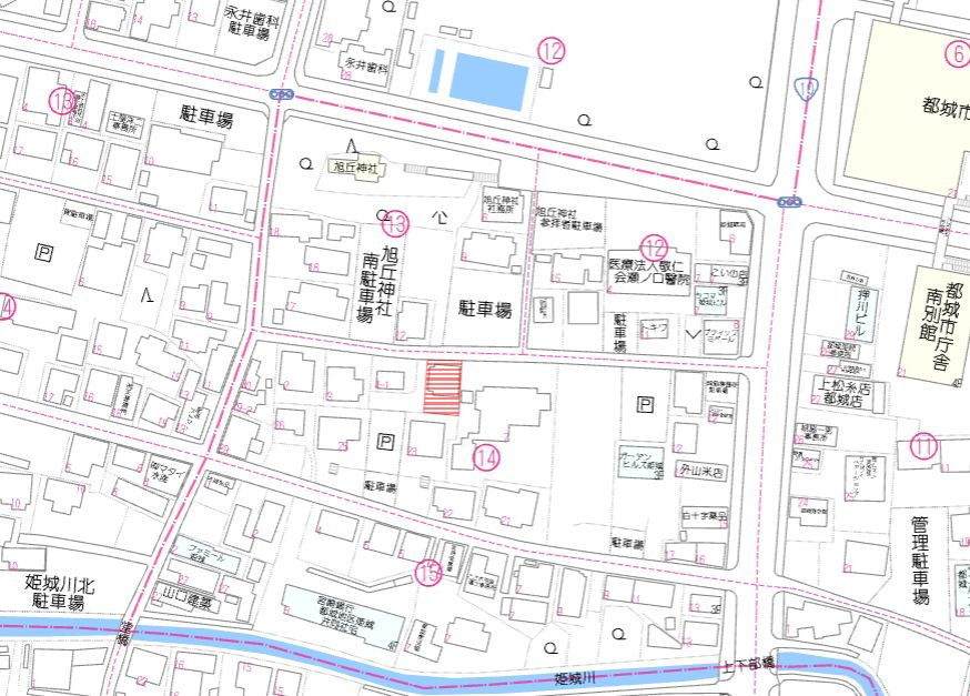 都城市姫城町の売地の土地図