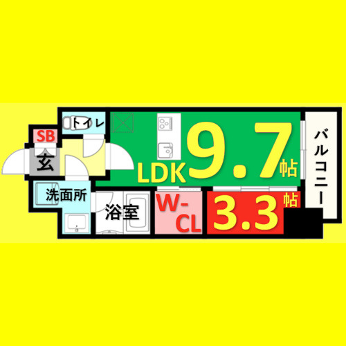 ハーモニーレジデンス名古屋今池　名古屋市賃貸　仲介手数料無料の間取り