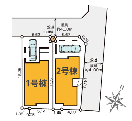 練馬区北町8丁目　ZEH水準×ハイグレード仕様　角地含む全2棟の区画図