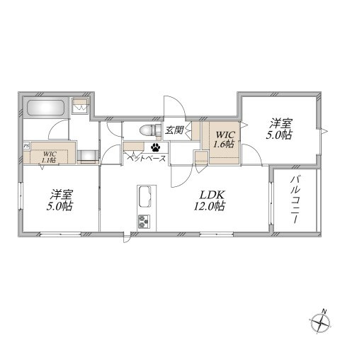 クシネシャトンの間取り|★ペットスペースあり／１フロア２住戸★