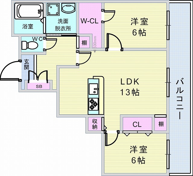 パヴィヨン豊中の間取り