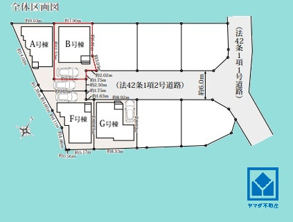 尼崎市田能４丁目の区画図|ハートフルタウン尼崎田能4丁目、全9棟のB号棟です。区画それぞれ間取りが違うので、ライフスタイルに合わせてご検討ください。