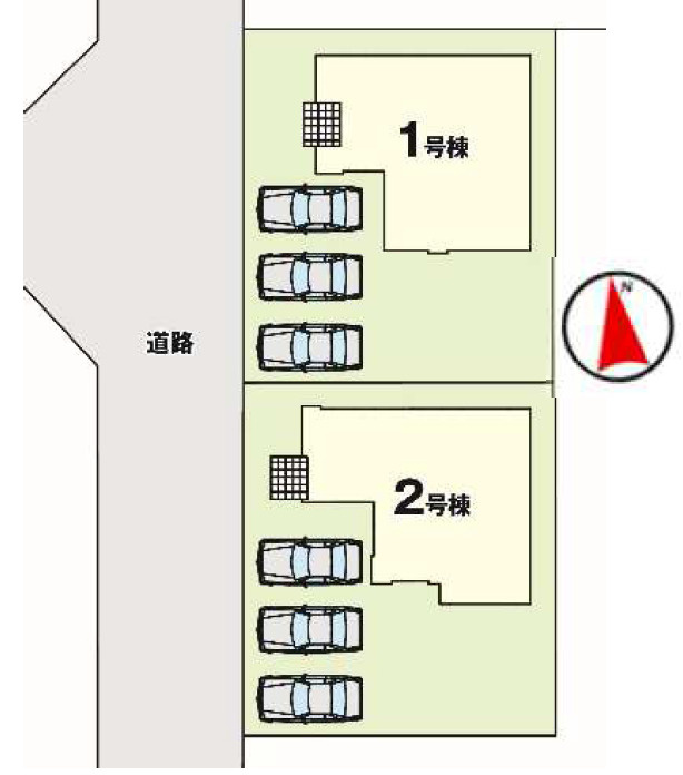 【LIGARE】小山市東城南 第10期 全2棟の区画図|〇カースペース並列３台〇