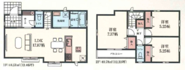 【Heartfull Town】東久留米市前沢１丁目の間取り|〇本物件【Ｃ号棟】の間取・平面図です〇　敷地面積:　111.30㎡　建物面積:　85.29㎡　