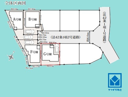 尼崎市田能４丁目の区画図|ハートフルタウン尼崎田能4丁目、全9棟のG号棟です。区画それぞれ間取りが違うので、ライフスタイルに合わせてご検討ください。