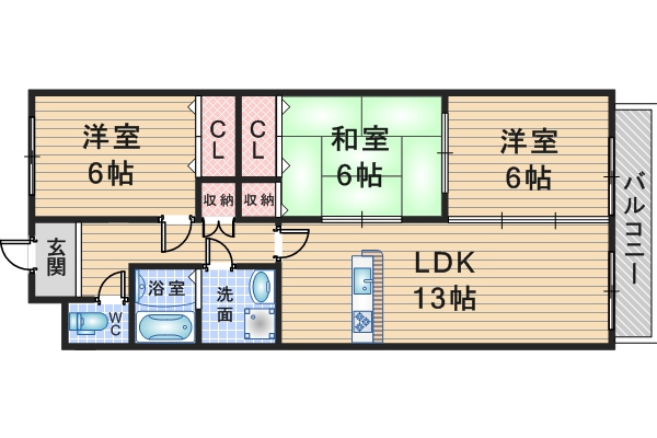 日恵ハイツE棟の間取り