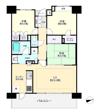 ライオンズ蓮田レスティアコートの間取り|【東向き3LDK：15帖】リフォーム済（クロス張替え・畳表替え・ハウスクリーニング）新生活を快適にお過ごしいただけます！和室有でご家族お友達が集まっても全員がゆったり楽しめます！