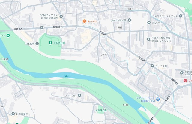 尼崎市田能　新築一戸建ての地図