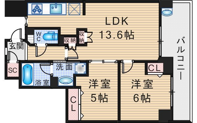 セレッソコート豊中長興寺の間取り