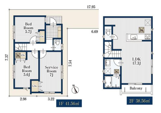 【間取り】 | 杉並区和泉４丁目　新築戸建て　５号棟 | 2SLDK・土地面積85.32ｍ2・建物面積79.29ｍ2
