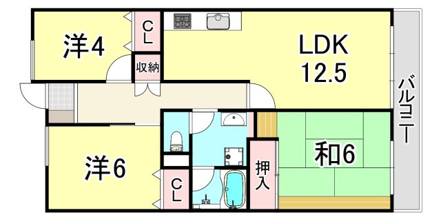UR武庫川 18号棟の間取り