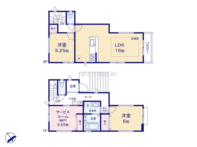 杉並区久我山4丁目 全2棟 2号棟の間取り|建物面積81.76㎡の2LDK+S新築戸建。
家の中心でもあるLDKは16帖の開放感
2LDK+S