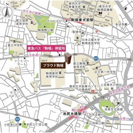 プラウド駒場 の地図
