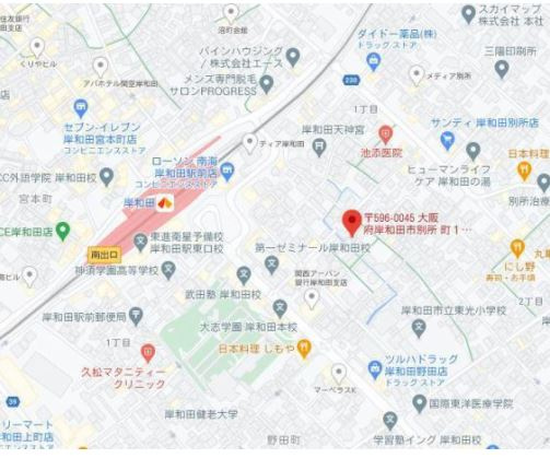 岸和田市別所町１丁目のアパートの地図