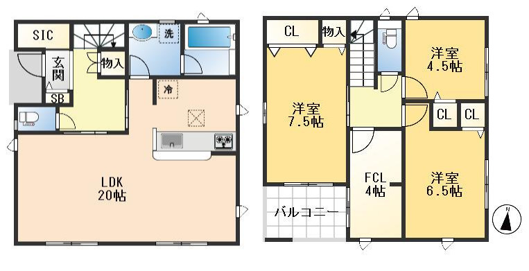 摂津市鳥飼西3丁目　新築戸建の間取り