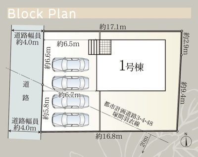 【区画図】 | 清水区三保第9　新築戸建　全1棟 | 4台駐車可能！ゆったりスペースで駐車も楽ちん♪