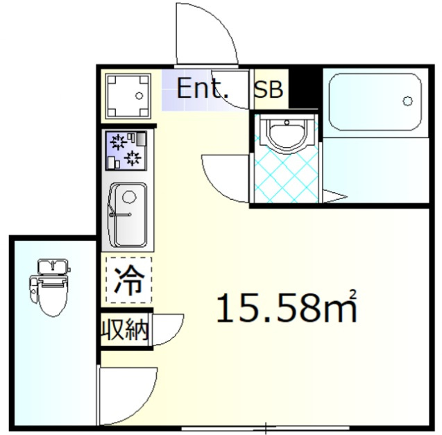 メゾンドオーブの間取り|洋室1R6帖バストイレ別独立洗面台