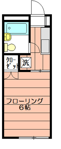 ２口ガスコンロ設置可キッチン・室内洗濯機置き場の間取りです♪