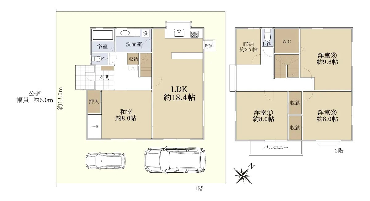 近江八幡市中小森町　中古戸建の間取り