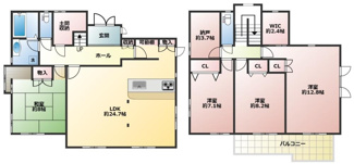 【間取り】 | 神戸市西区竹の台一丁目　一戸建て | 5580万円、4LDK+2S（納戸）、土地面積226.43m2、建物面積157.03m2 ■開放感と採光にこだわった24.7帖のＬＤＫです♪ゆとりのある４LDK＋２S物件♪