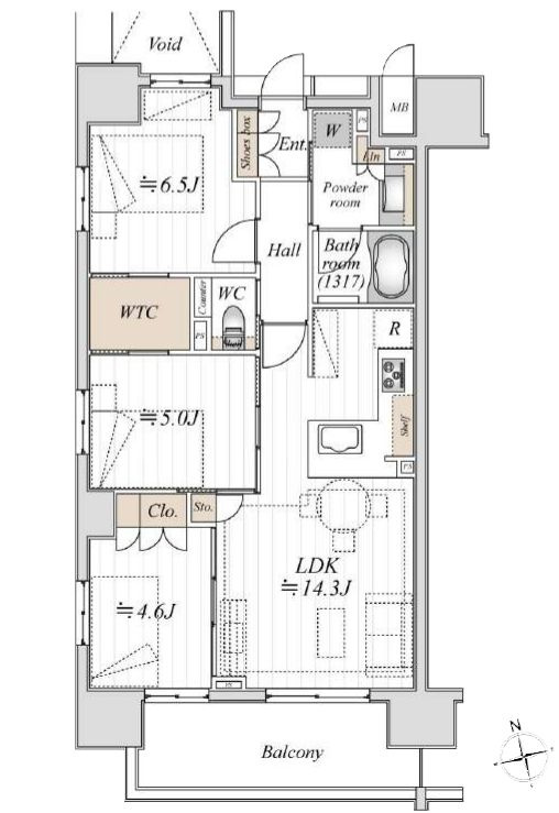 レーベンリヴァーレ浅草エヴァープライドの間取り|南西角部屋住戸につきまして日当たり・通風良好。新規リフォームマンション。安心のアフターサービス保証付きですのでご購入後も安心して暮らせます。