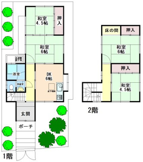 【間取り】 | 茨木市郡山1丁目 | ■茨木市郡山一丁目■庭付き中古戸建て■土地面積100平米（約30.25坪)■西隣と裏側とお向かいが駐車場になっており陽当たり・通風良好♪■建築条件なしの売り土地としても売り出し中です！
