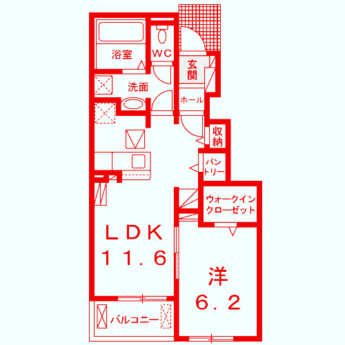 つゆくさハイツの間取り|人気の1LDK・広々44.49㎡