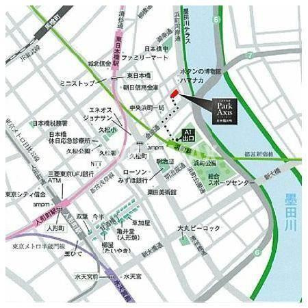 【地図】パークアクシス日本橋浜町