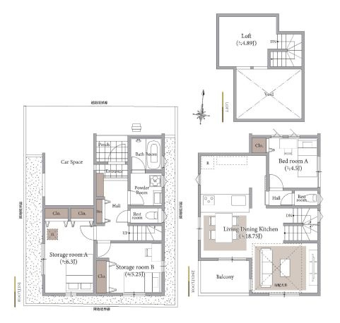 【参考プラン】 | 杉並区今川３丁目　建築条件付売地　１区画 | 1LDK2S・建物面積89.91ｍ2・建物参考価格1980万