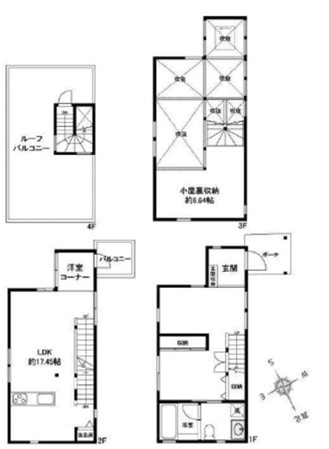 新宿区荒木町　中古戸建の間取り