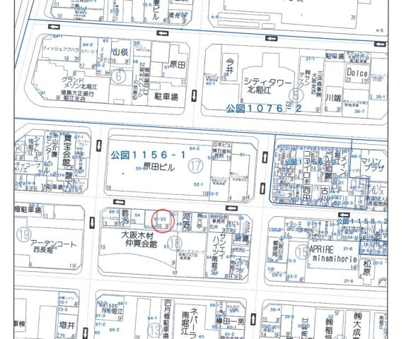 大阪市西区南堀江４丁目　売土地の地図