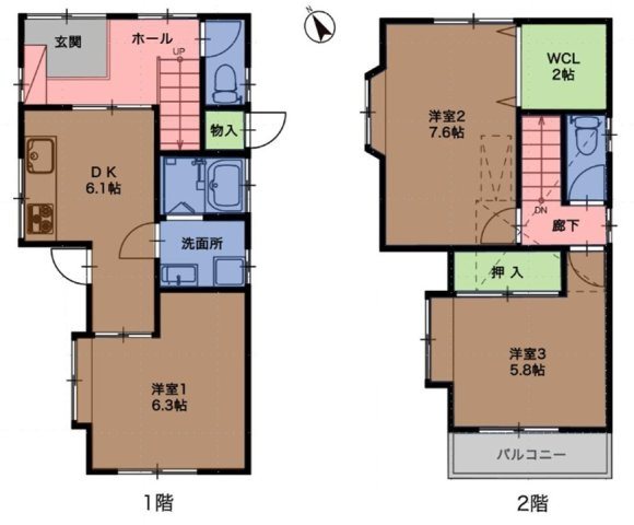 西代通3丁目の間取り|小屋根裏収納　約1.5帖・ガーデニング道具などを収納出来る物入あり