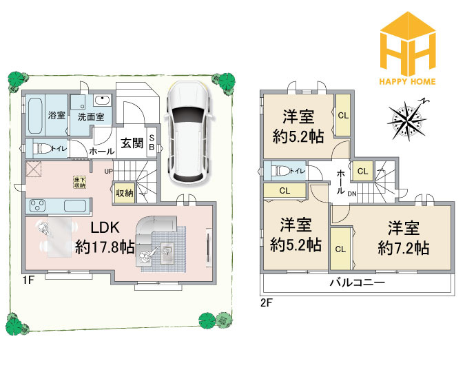 ハートフルタウン田能4丁目新築一戸建て│3LDK+駐車駐輪の間取り|※図面と現況が異なる場合は、現況を優先します。
