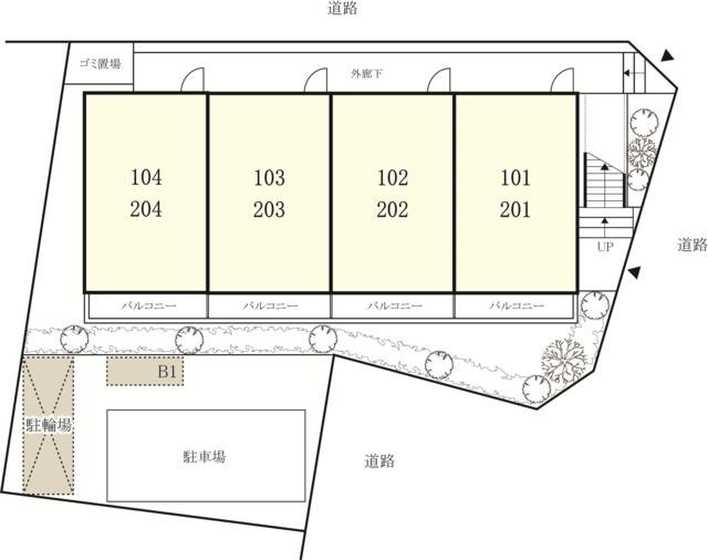調布市深大寺東町８丁目のアパートの区画図