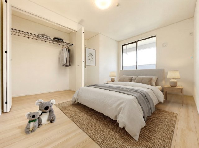 【居間・リビング】 | 高崎市新町　新築住宅 | さまざまにカスタマイズしていただけるシンプルなデザインの内装。ご自身で素敵な空間を創り上げられます。※配置されている家具はAI加工によるものです。