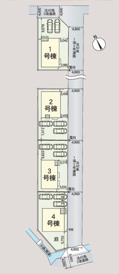 【区画図】 | クレイドルガーデン倉敷市連島町鶴新田第17 (全4棟)