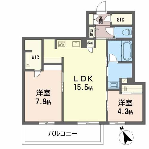 福岡市中央区笹丘３丁目の賃貸マンションの間取り|ＧＲＡＮＤ ＢＬＥＵ ＤＥ ＳＡＳＡＯＫＡ ＊＊ A0202号-16