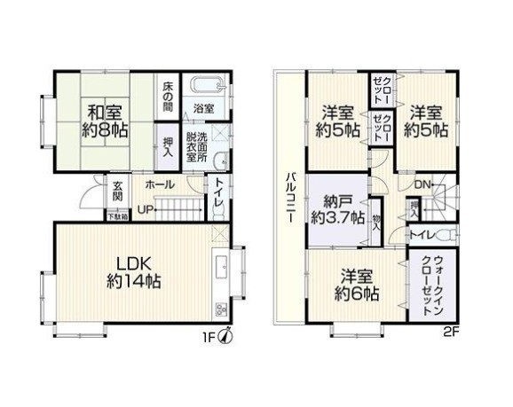 【間取り】 | ふじみ野市新田1丁目　中古一戸建住宅　(ふじみ野店) | WICや納戸付き！収納豊富でスッキリとした暮らしが叶いやすいゆとりの住まい。※図面を基に作成しています。現況と異なる場合は現況を優先いたします。