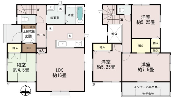南城市玉城富里（全2棟）A号棟の間取り|A号棟　