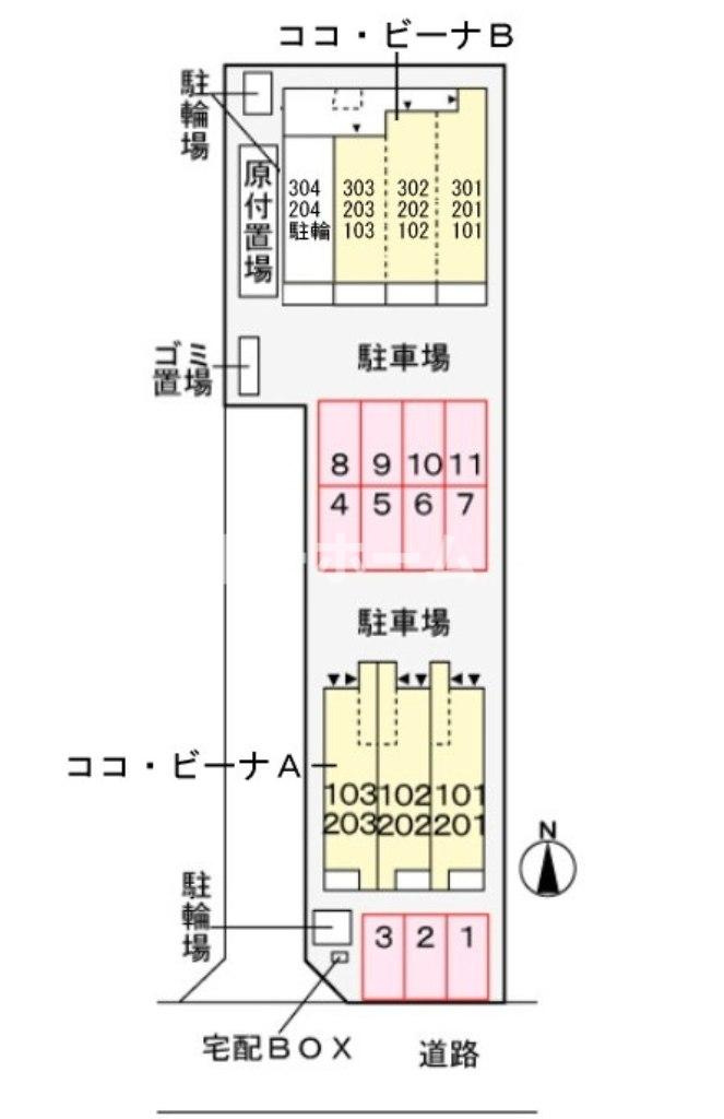 ココ・ビーナＡ※初期費用分割あと払いサービス利用可能物件の区画図