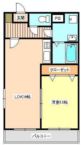 熊本市東区新南部３丁目の賃貸マンションの間取り