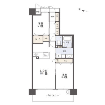 アルファステイツ原Ⅱの間取り|2LDK・63.56㎡・9階・最上階